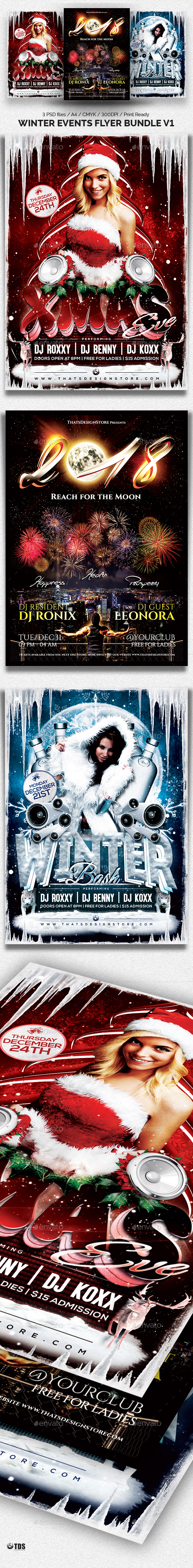 Winter Events Flyer Bundle - Clubs & Parties Events