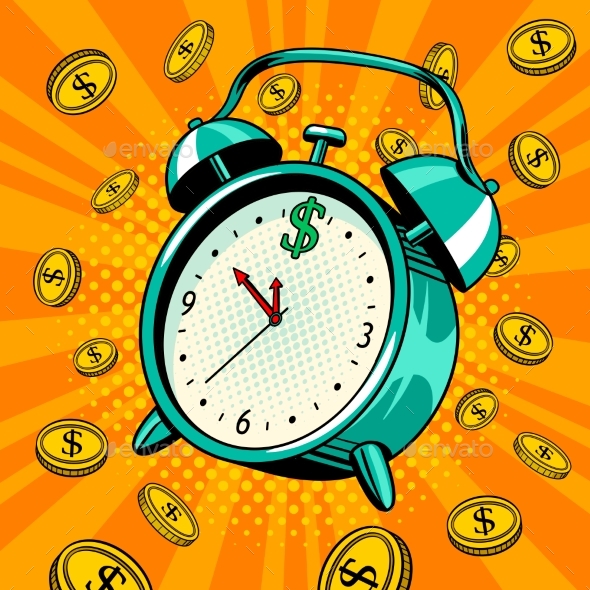 GraphicRiver Alarm Clock with Money Pop Art Vector Illustration 20625811 GraphicRiver Alarm Clock with Money Pop Art Vector Illustration 20625811