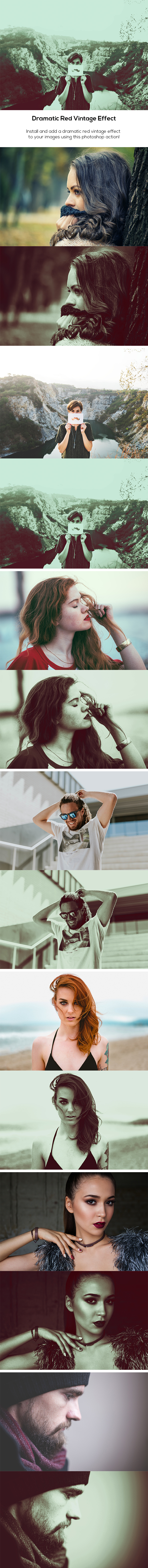 Dramatic Red Vintage - Photo Effects Actions