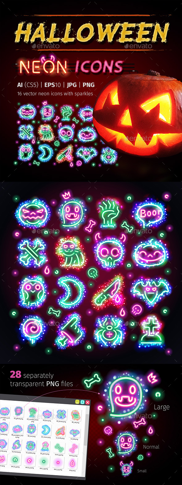 Halloween Icons with Sparkles - Miscellaneous Icons