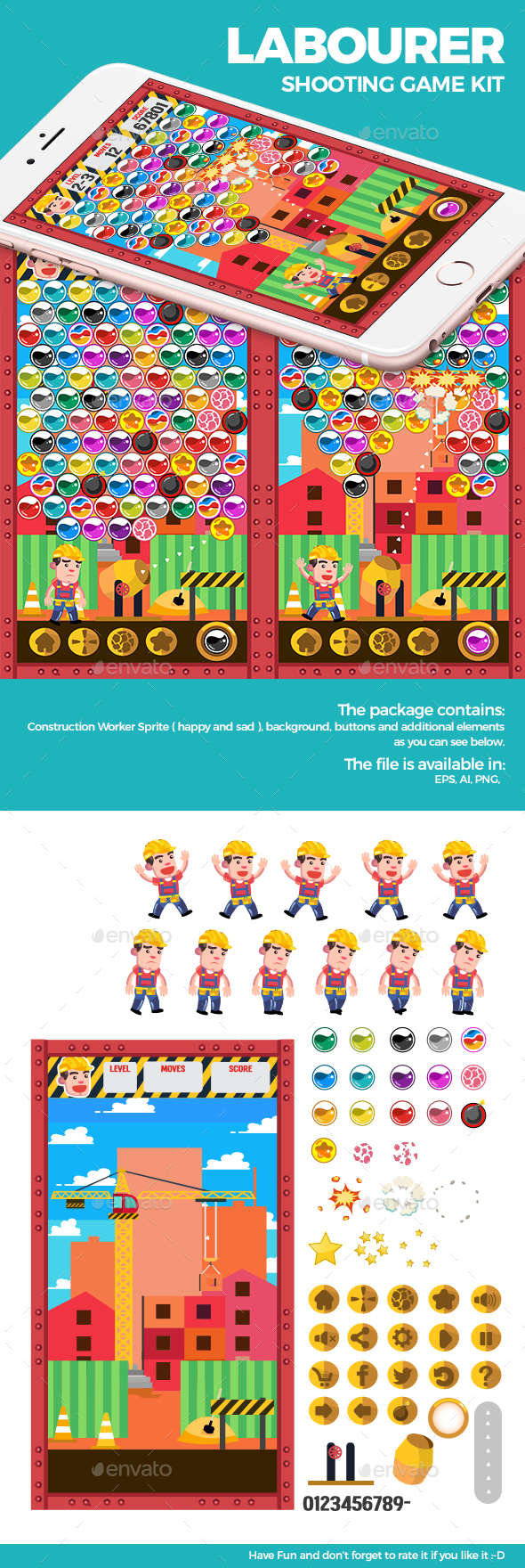 Flat Laborer Shooting Game Kit - Game Kits Game Assets