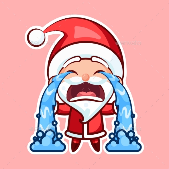 Sticker Emoji Emoticon, Emotion Sob, Cry, Weep - Christmas Seasons/Holidays