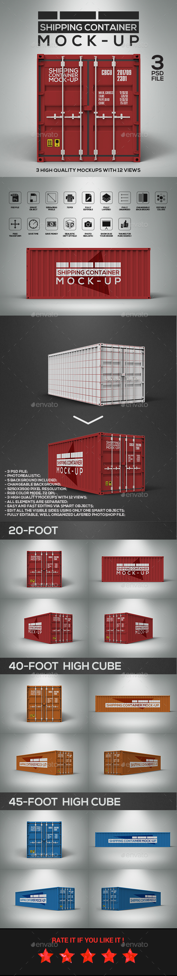 Download Shipping Container Mockup by 3background | GraphicRiver