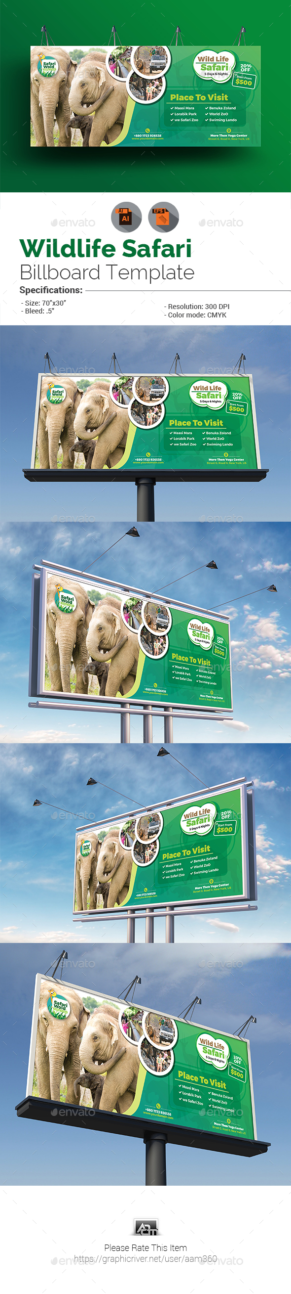 GraphicRiver Wildlife Safari Billboard Template 20628285 GraphicRiver Wildlife Safari Billboard Template 20628285