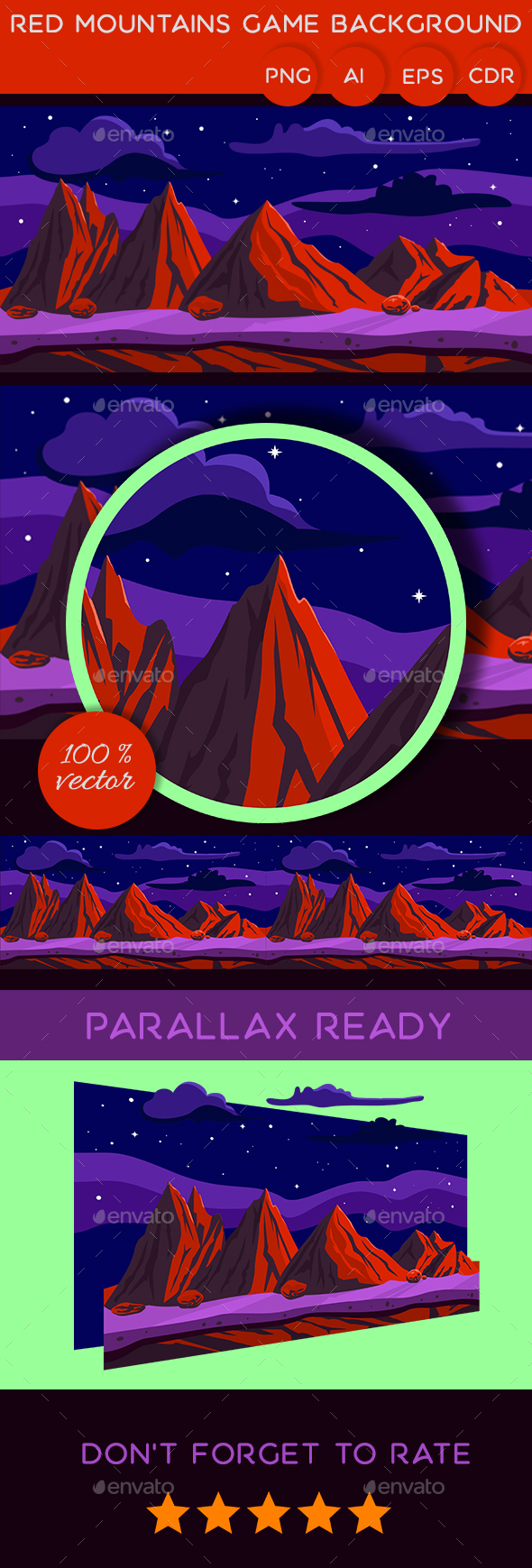 GraphicRiver Red Mountains Game Background 20628924 GraphicRiver Red Mountains Game Background 20628924