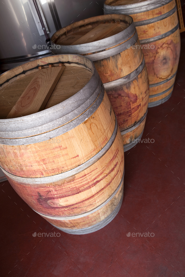Barrels in a winery