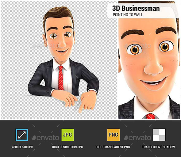 GraphicRiver 3D Businessman Pointing to Empty Wall 20629428 GraphicRiver 3D Businessman Pointing to Empty Wall 20629428
