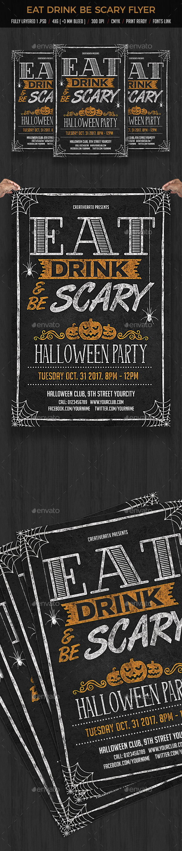 Eat Drink Be Scary Halloween Flyer
