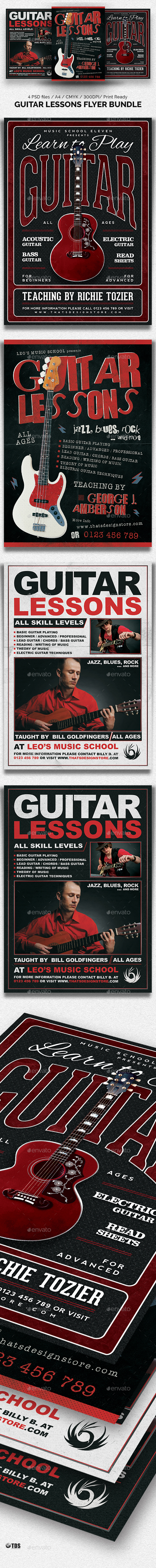 Guitar Lessons Flyer Bundle - Concerts Events