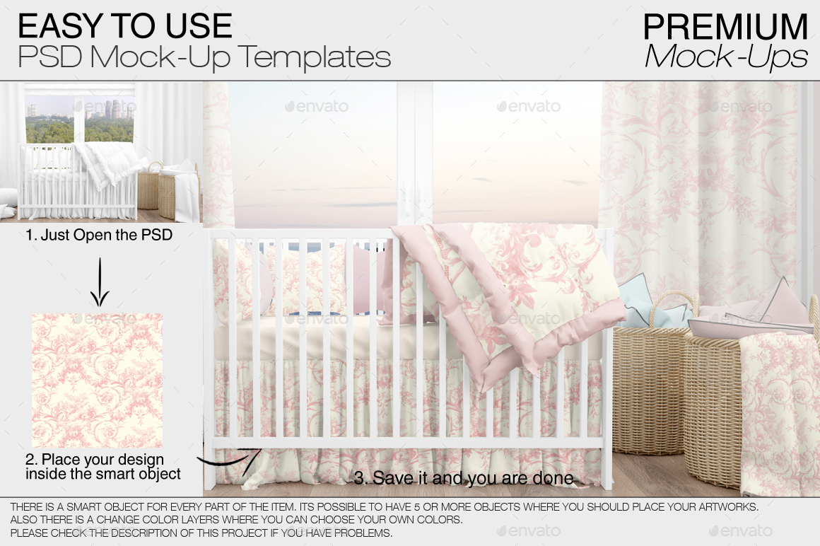 Baby Bedding Mockup Set Photoshop Baby Bed Mockups Custom Baby Beddings Baby Bedding Set Drawing Illustration Art Collectibles Kromasolcom