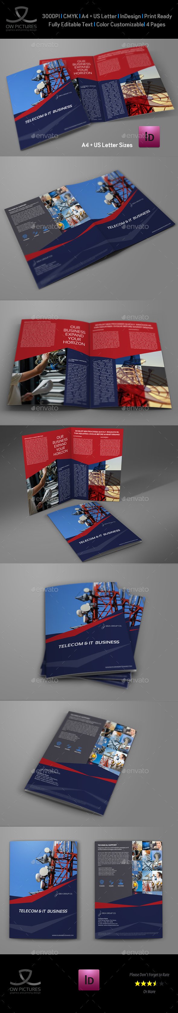 Telecom Services Bi Fold Brochure Template - Brochures Print Templates