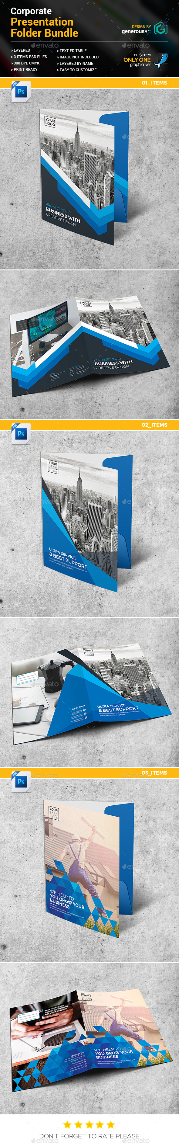 Presentation Folder Bundle 3 in 1 - Stationery Print Templates