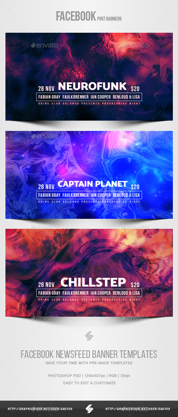 Electronic Music Party vol.33 - Facebook Post Banner Templates - Social Media Web Elements