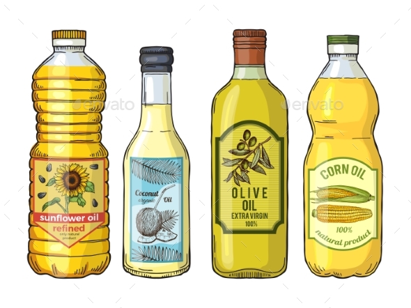 Labels for Different Oils - Food Objects