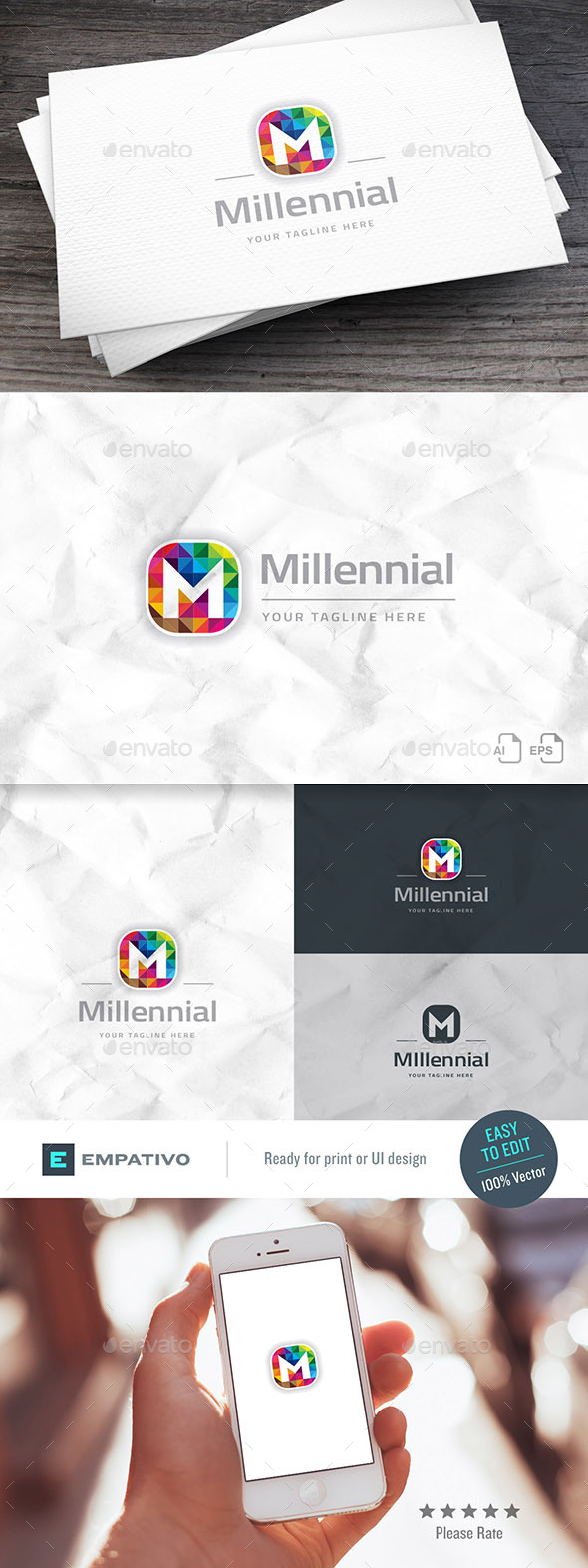 Millennial Brand Letter M Logo Template - Letters Logo Templates