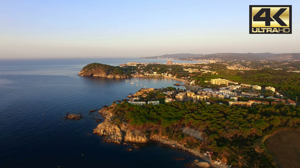 Mediterranean Coast Seaside Aerial Drone Costa Brava