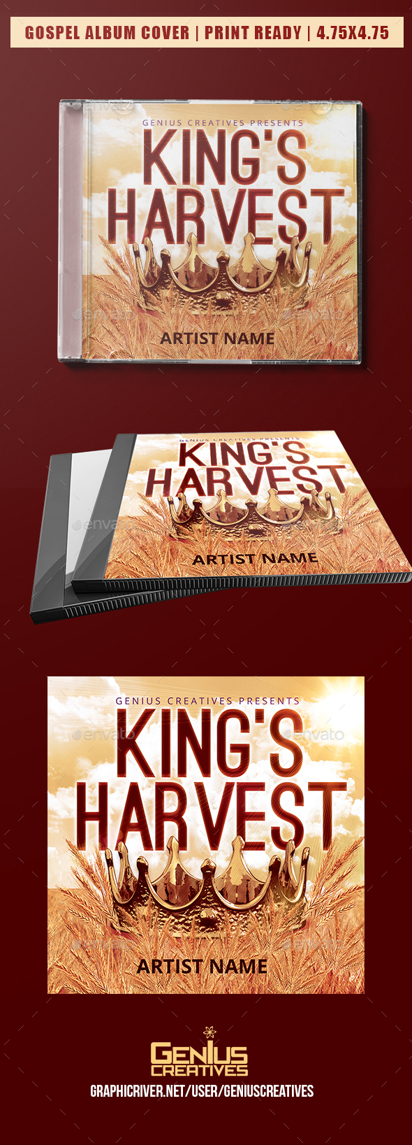 King's Harvest Album Cover Template - CD & DVD Artwork Print Templates