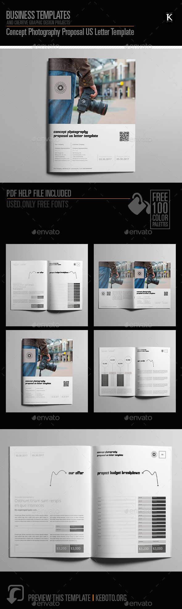 Concept Photography Proposal US Letter Template - Proposals & Invoices Stationery