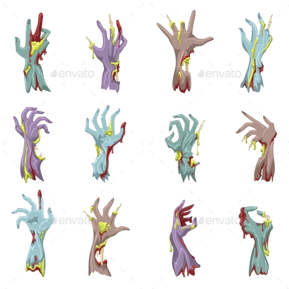 Zombie Hand Set with Gore - Monsters Characters