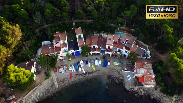 Mediterranean Fishing Village Aerial View