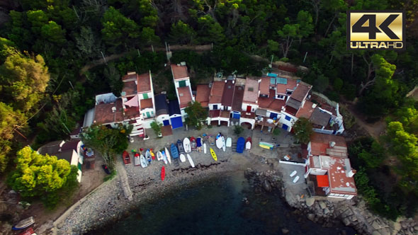 Mediterranean Fishing Village Aerial View