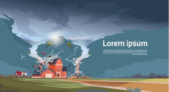 Twisting Tornado Destroying Farm Hurricane - Landscapes Nature