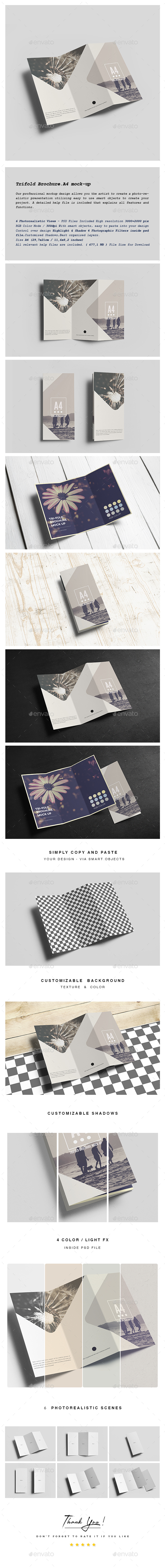 Trifold Brochure A4 Mock-up - Product Mock-Ups Graphics