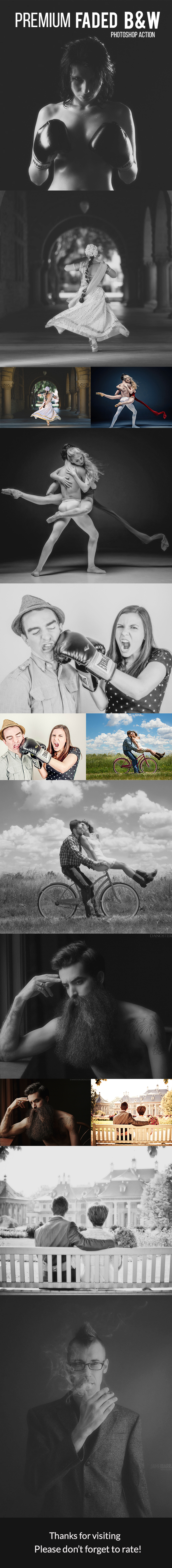 Premium Faded B&W - Photoshop Action - Photo Effects Actions