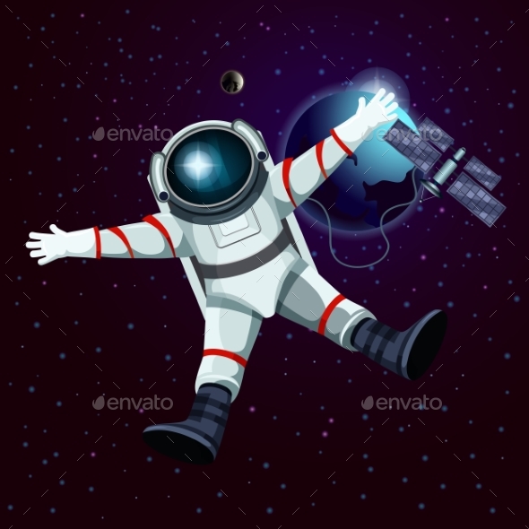 Spaceman or Cosmonaut, Astronaut in Space - Technology Conceptual