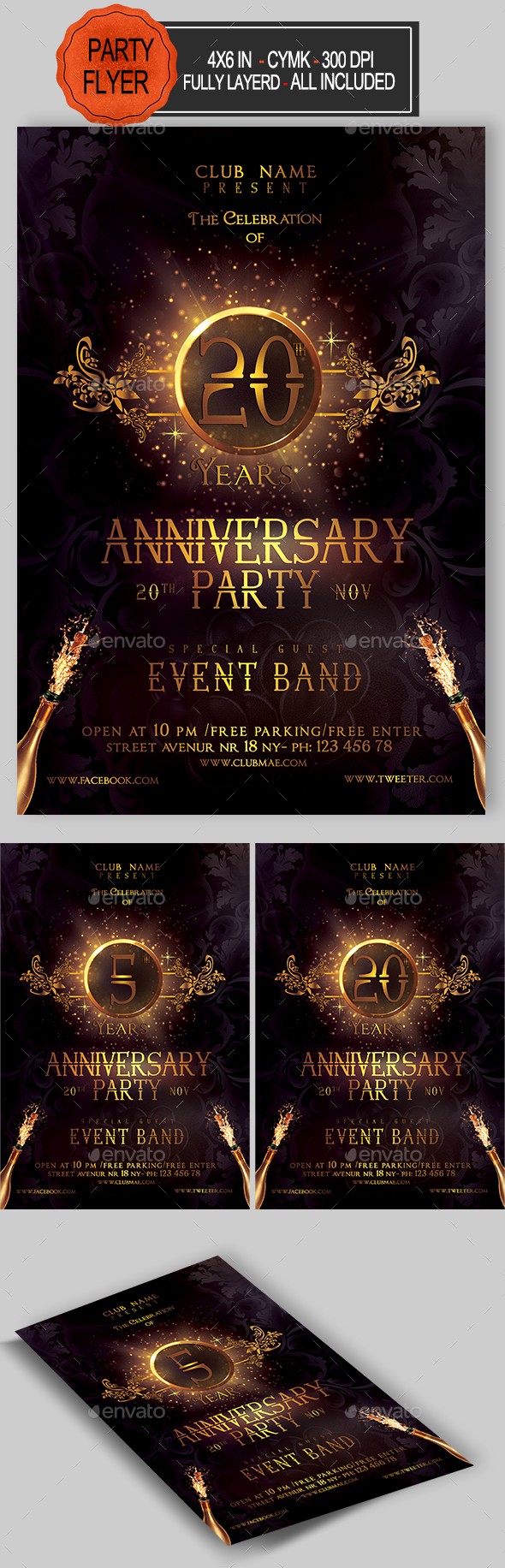 Anniversary Flyer - Clubs & Parties Events