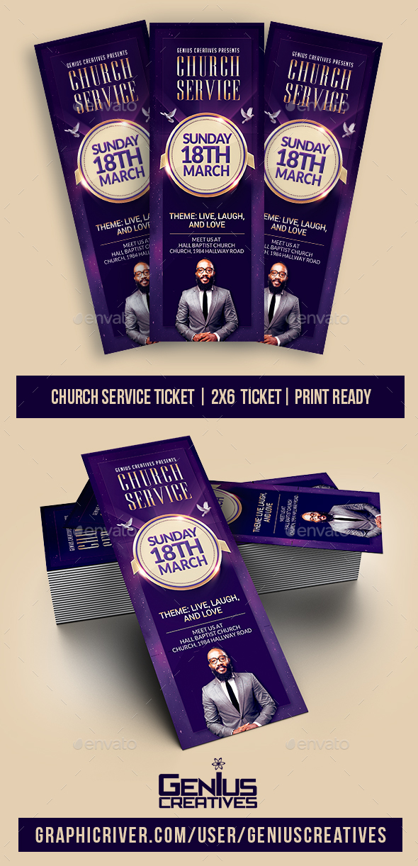 Church Service Ticket Template - Miscellaneous Print Templates