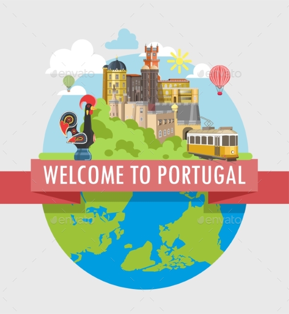 GraphicRiver Welcome To Portugal Travel Poster of Vector 20647643 GraphicRiver Welcome To Portugal Travel Poster of Vector 20647643