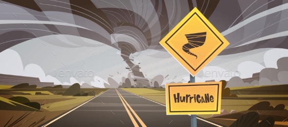 Road Sign Warning About Tornado - Landscapes Nature