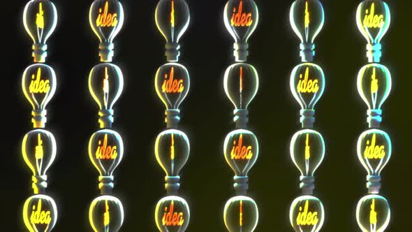 Creative Web Animation Of Rotating Light Bulb With Shiny Word Idea Inside alt