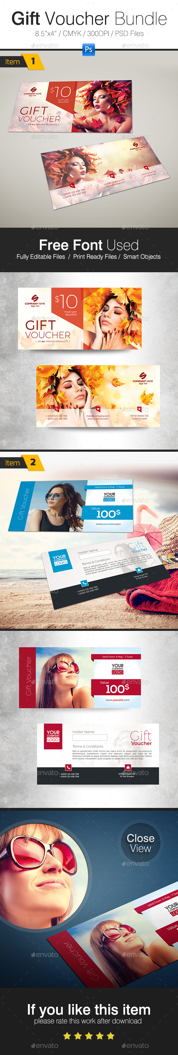 Seasonal Gift Voucher Bundle - Cards & Invites Print Templates