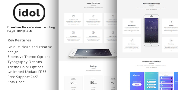 ThemeForest Idol Creative Responsive Landing Page Template 20441485 ThemeForest Idol Creative Responsive Landing Page Template 20441485