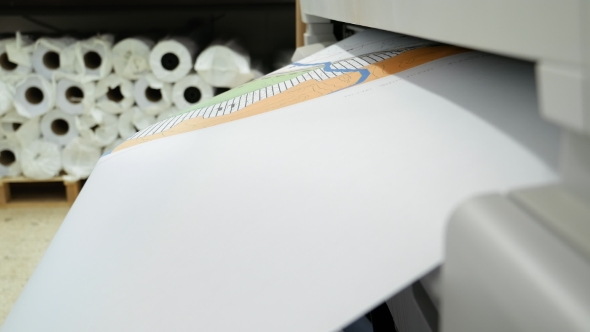 Wide Format Printer Printing Draft Outline Drawing alt