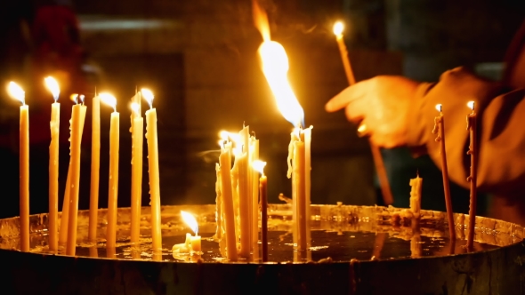 Burning Candles in Holy Sepulcher Church