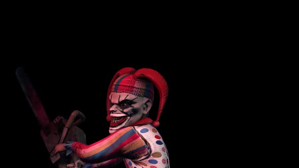 Scary clown and chainsaw with alpha alt
