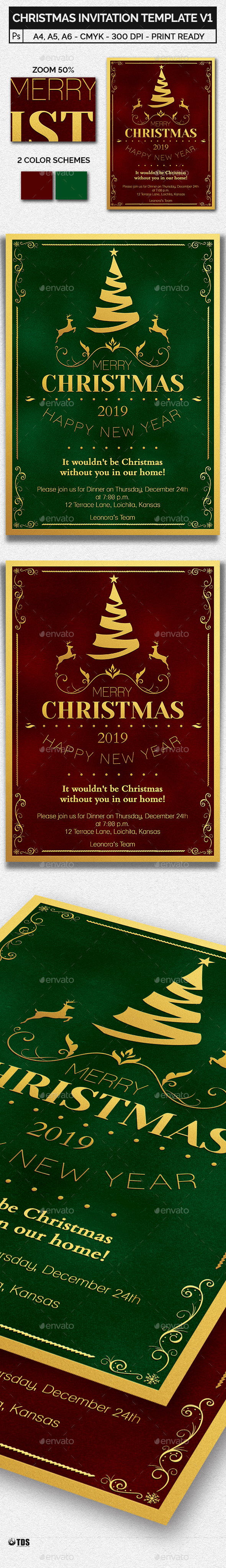 Christmas Invitation Template V1 - Invitations Cards & Invites