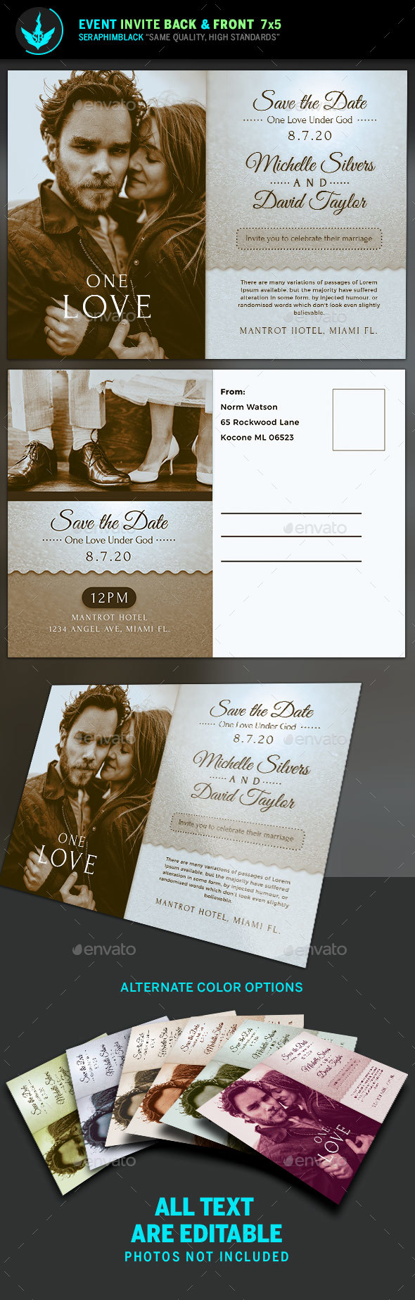 Retro Wedding Invite Template - Invitations Cards & Invites