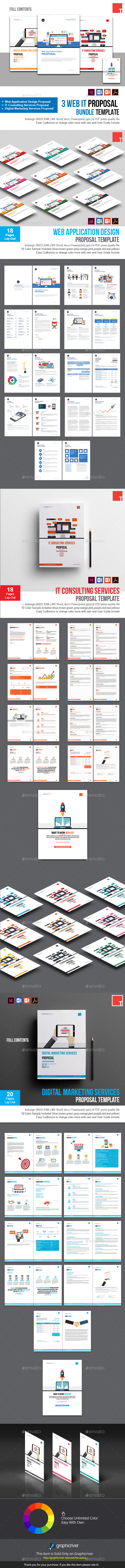 3 Web IT Proposal Bundle Template - Proposals & Invoices Stationery