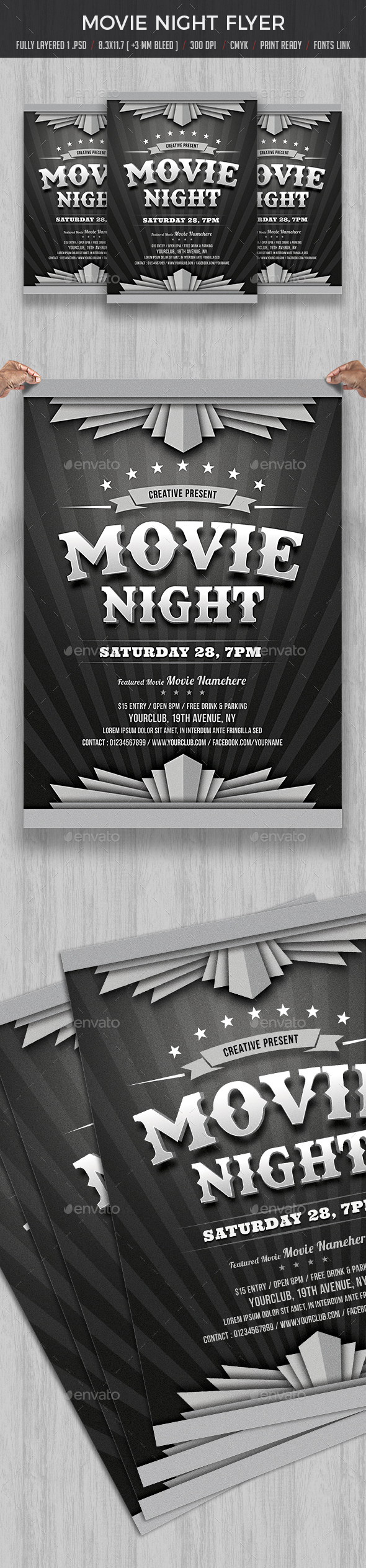 Movie Night Flyer - Clubs & Parties Events