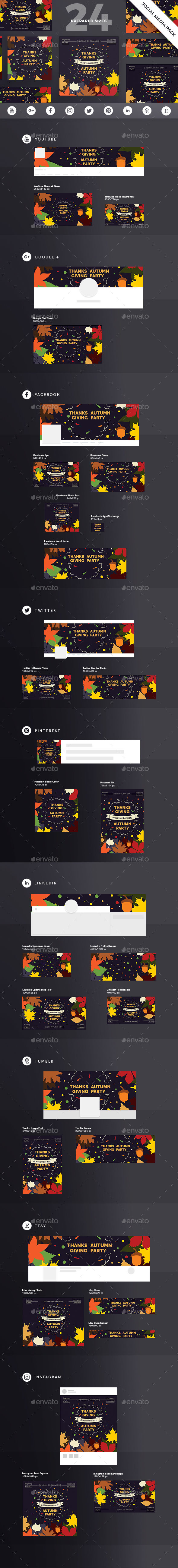 Thanksgiving Party Social Media Pack - Miscellaneous Social Media