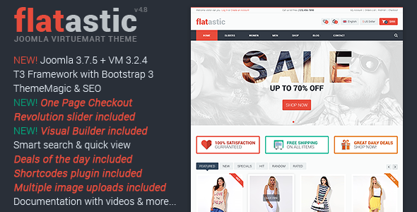 Flatastic Responsive Multipurpose VirtueMart Theme - VirtueMart Joomla