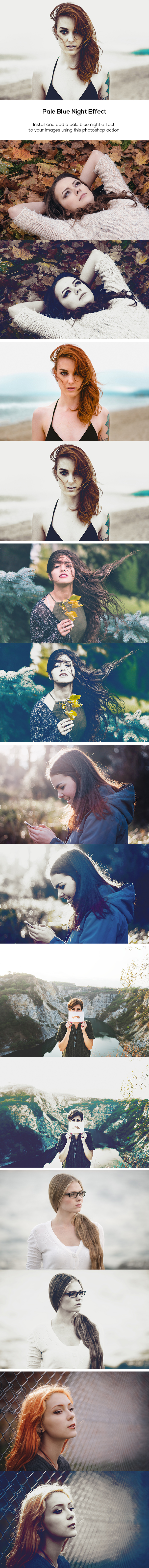 Pale Blue Night Effect - Photo Effects Actions