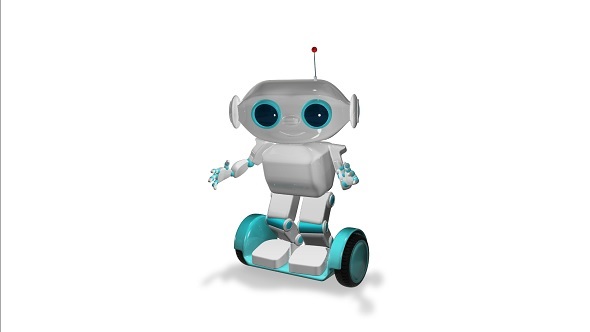 3d Animation  White Robot  on Scooter by brux VideoHive