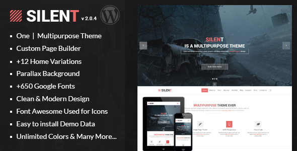 Silent - One Page Multipurpose WordPress Theme - Experimental Creative