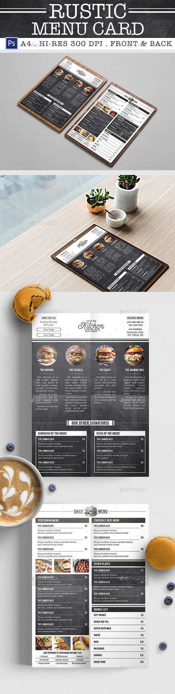 Rustic Burger Menu Card