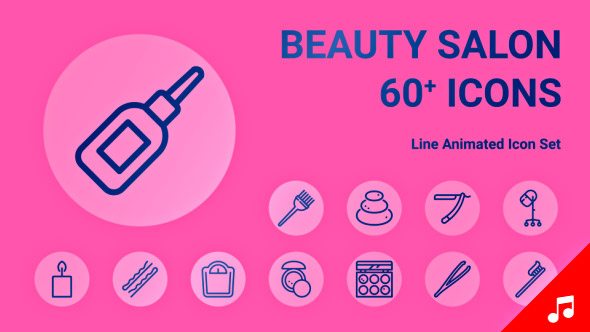 Beauty Salon Spa Equipment Makeup Animation - Line Icons and Elements